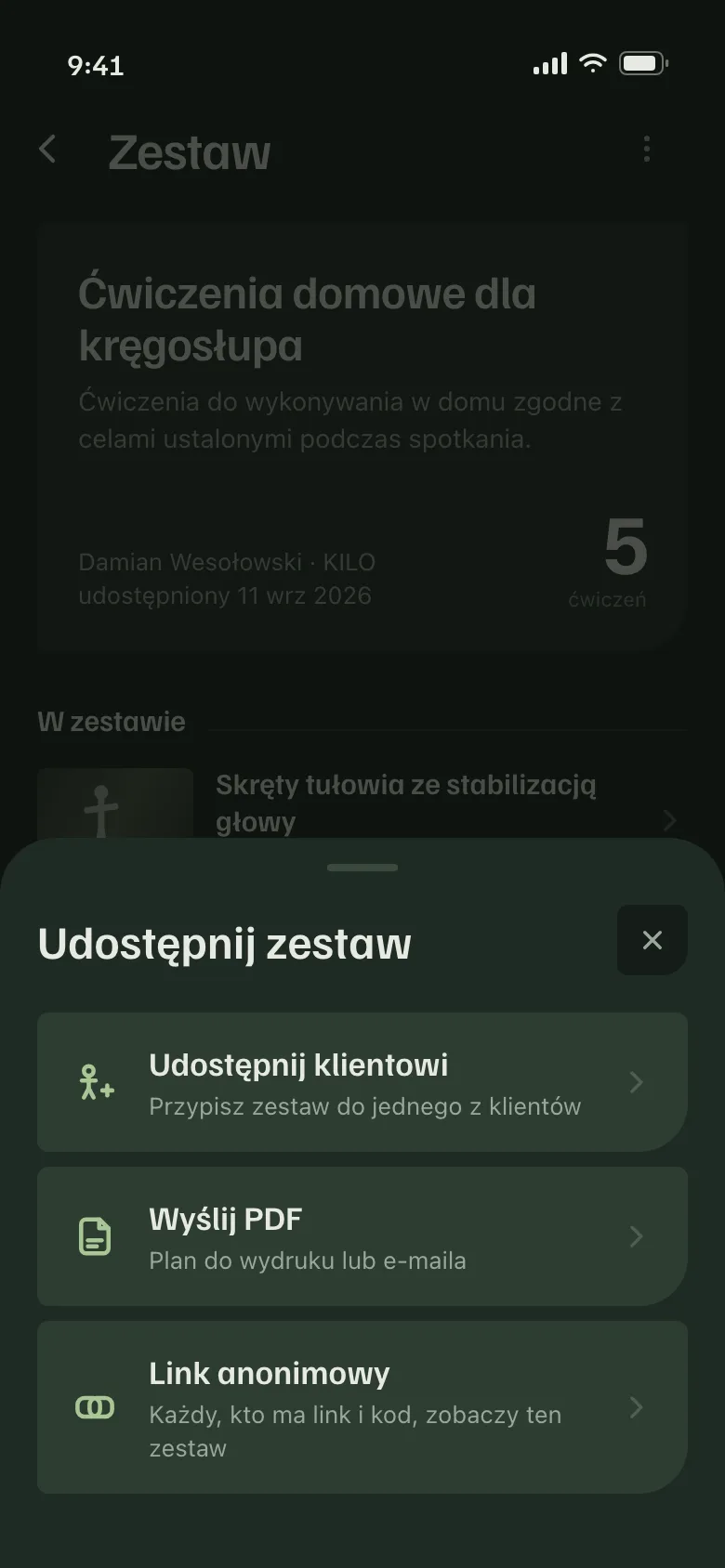 Udostępnij ćwiczenia