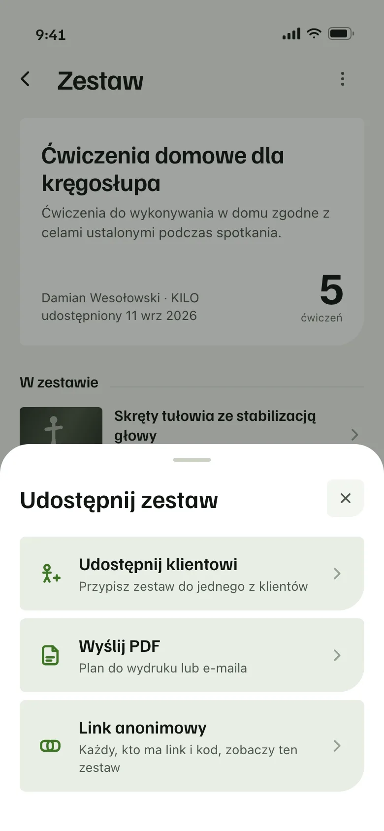 Udostępnij ćwiczenia